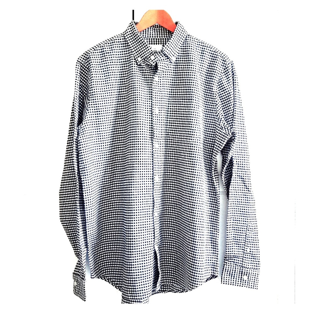 GAP men's L black white small check button shirt